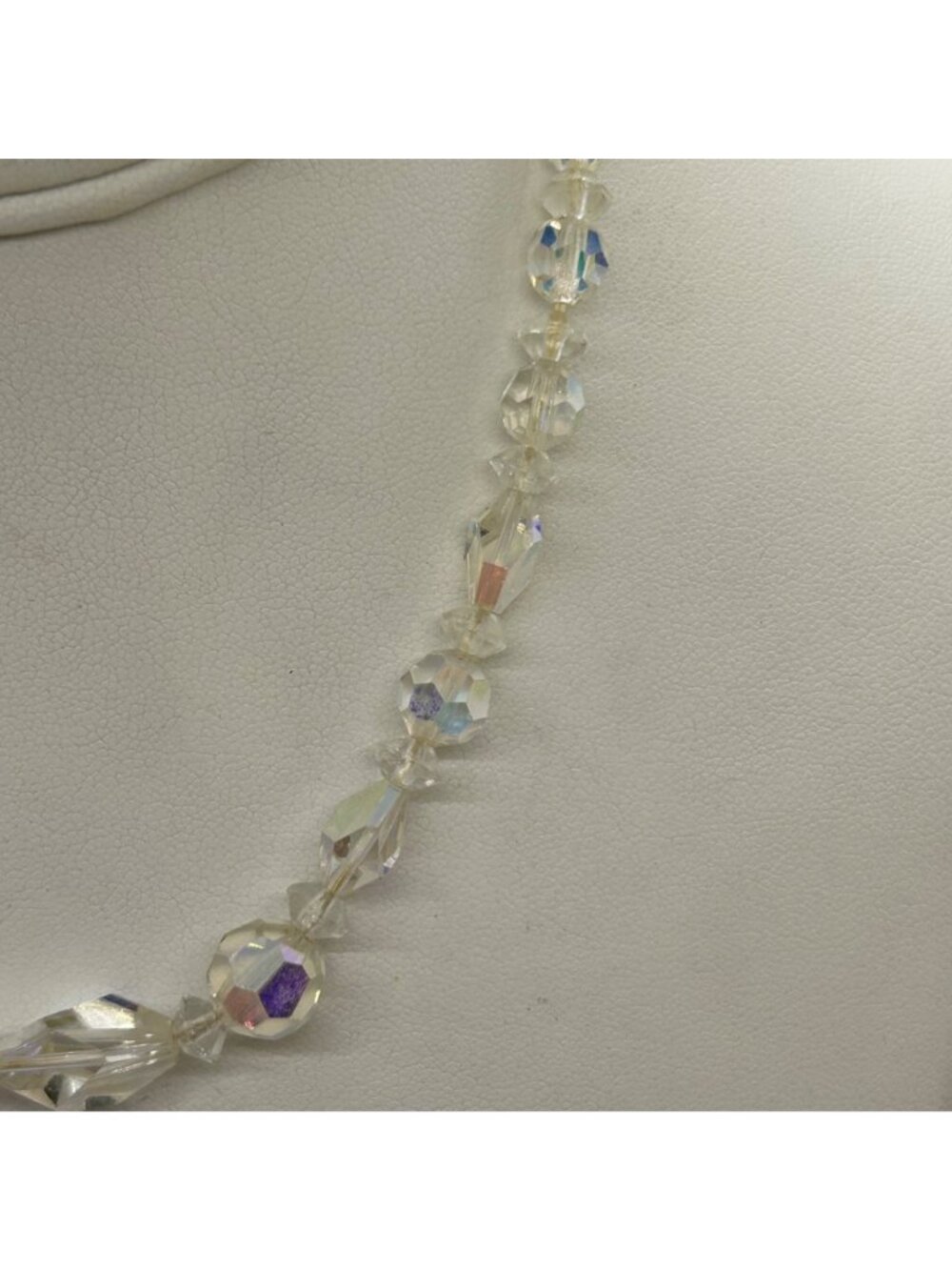 Vintage Clear Faceted Glass Bead Necklace With Shepherds Hook Clasp 1940-1950s - Picture 4 of 14
